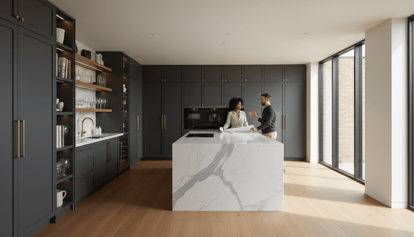 Renovated kitchen with new cabinetry and designer finishing touches