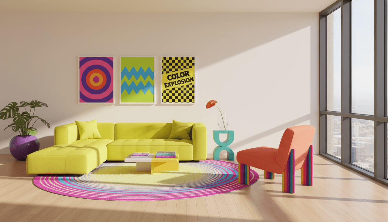 Eclectic living room blending a vintage armchair with a modern sofa and layered textures